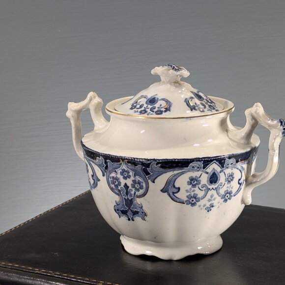 Antique Art Nouveau covered storage jar by Myott Son & Co England Marlboro - Picture 3 of 9